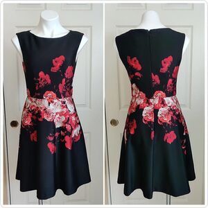 Adrianna Papell rose floral fit and flare dress sz 2